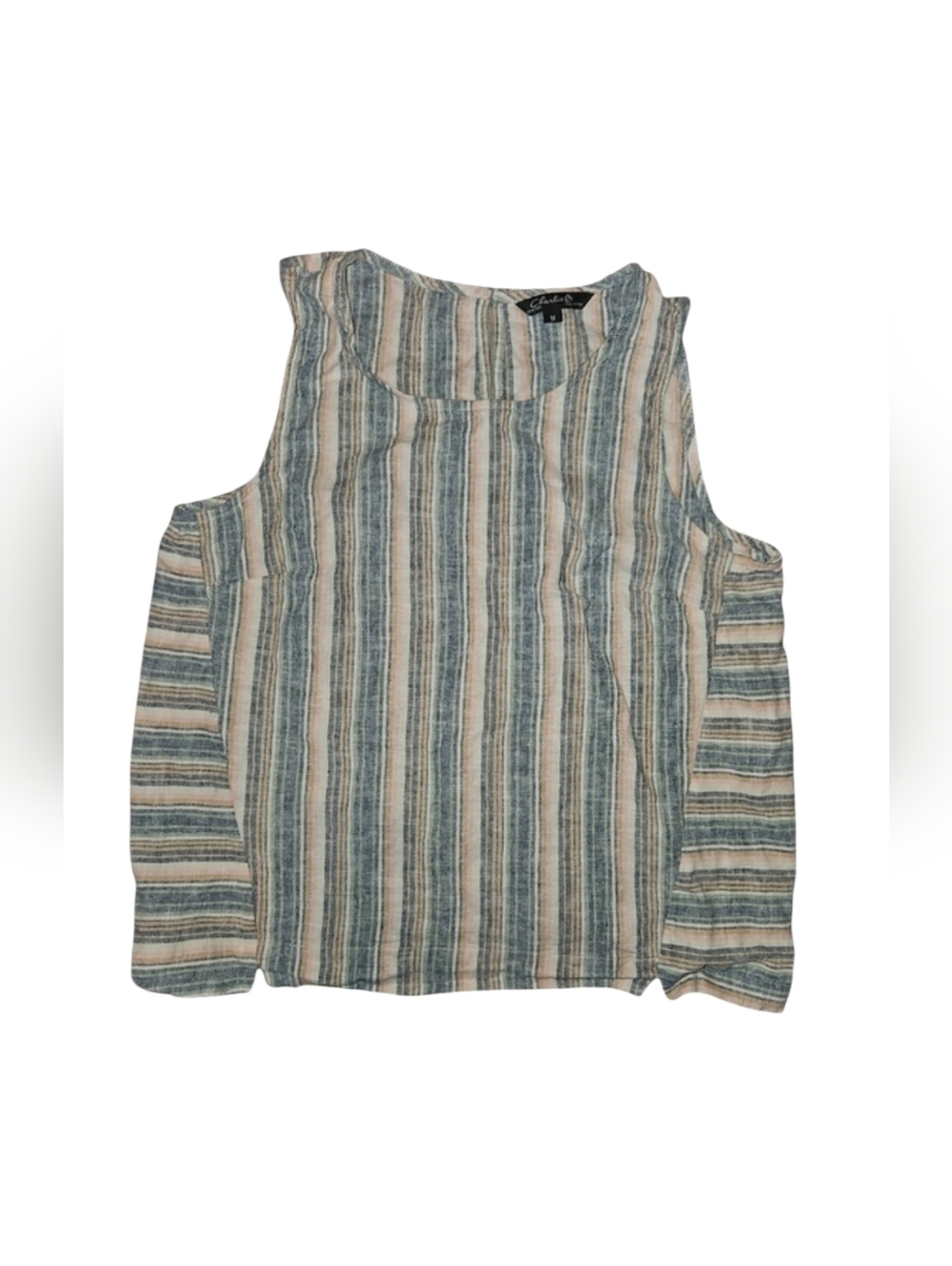 Charlie B Striped Sleeveless Round Neck Side Panel Cami